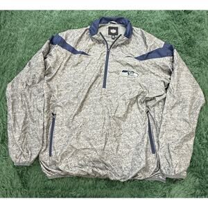 NFL Seattle Seahawks Fan Apparel 1/4 Zip Pullover Jacket Men's XL Grey Navy Blue